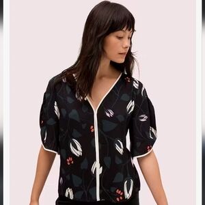 Kate Spade deco bloom crepe blouse size S